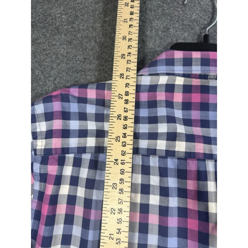 Bugatchi Shaped Fit Plaid‎ Herringbone Long Sleeve Button Down Shirt Small